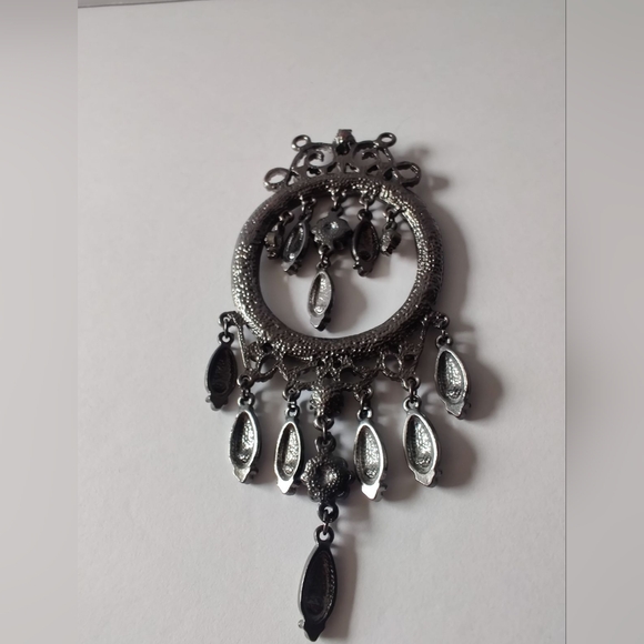 Vintage Silver Jewelry Necklace Pendant With Gem Stones - Picture 2 of 6